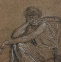 "Study for Neobule, 1894" Neoklassische Kreidezeichnung Britisch Signiert 19.