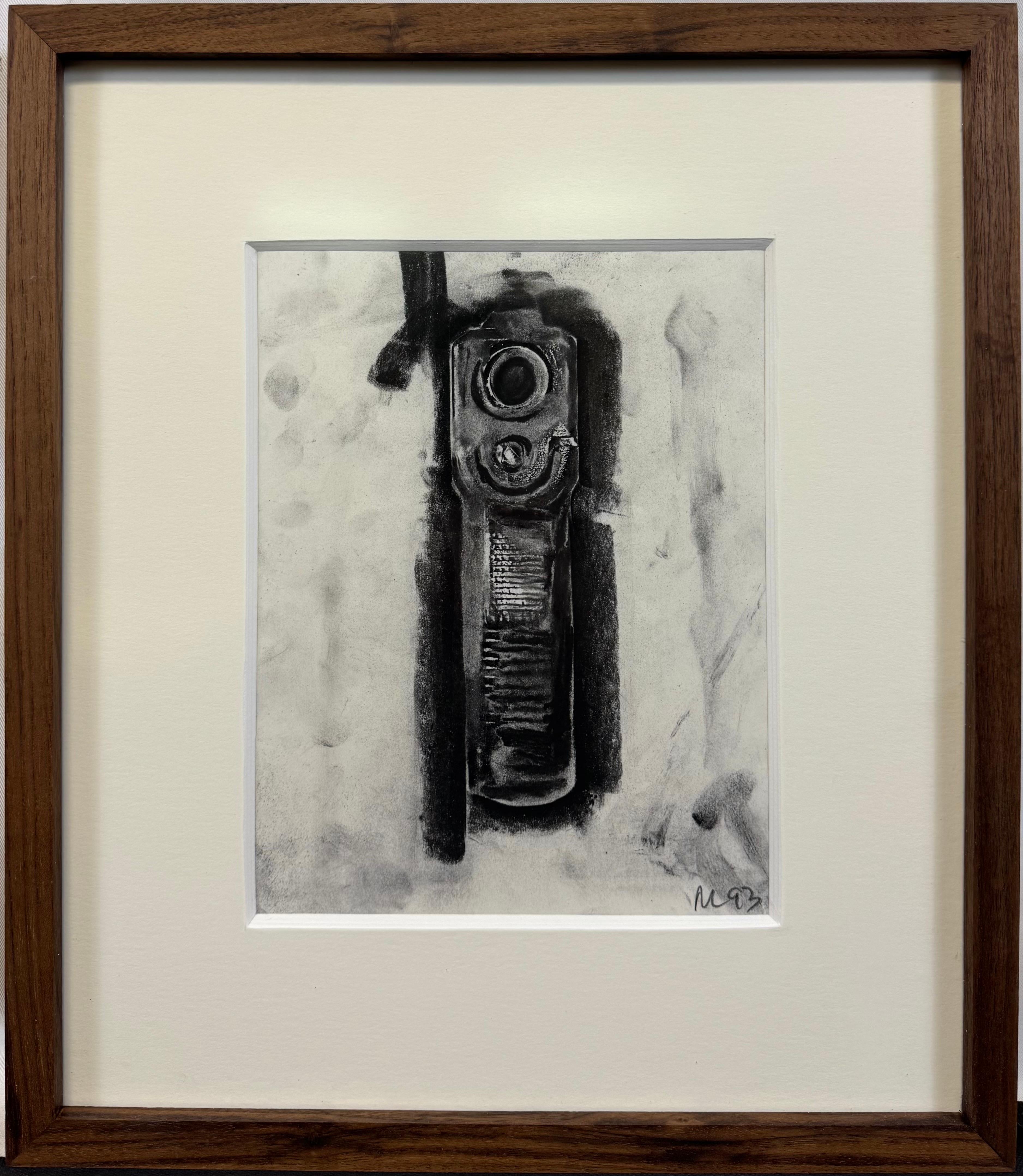 Robert Longo Figurative Art - “Untitled (Gun Study D-309), 1993” Body Hammer Series Drawing Signed Glock 19