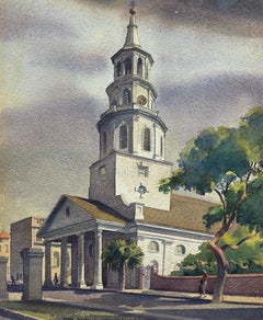 “St. Michael’s Church, Charleston, SC" 1937 by Sandor Bernath Signed Watercolor