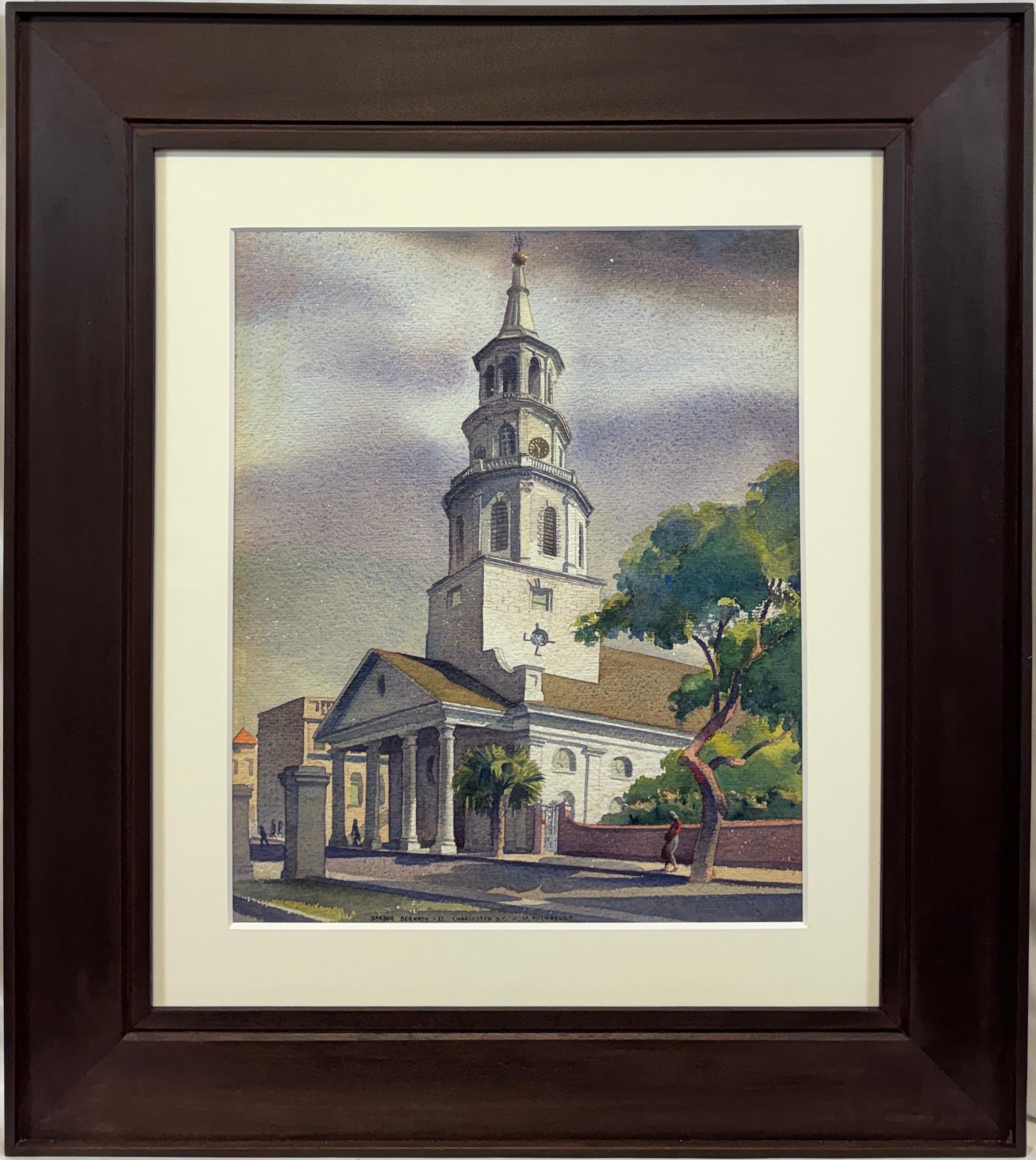 “St. Michael’s Church, Charleston, SC" 1937 by Sandor Bernath Signed Watercolor