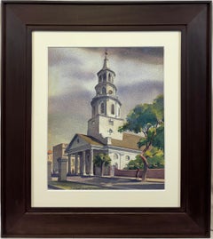 “St. Michael’s Church, Charleston, SC" 1937 by Sandor Bernath Signed Watercolor