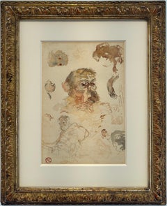 "Singes (Monkeys)" 1881 by Henri de Toulouse-Lautrec Watercolor & Graphite Study