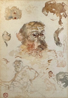 "Singes (Monkeys)" 1881 by Henri de Toulouse-Lautrec Watercolor & Graphite Study