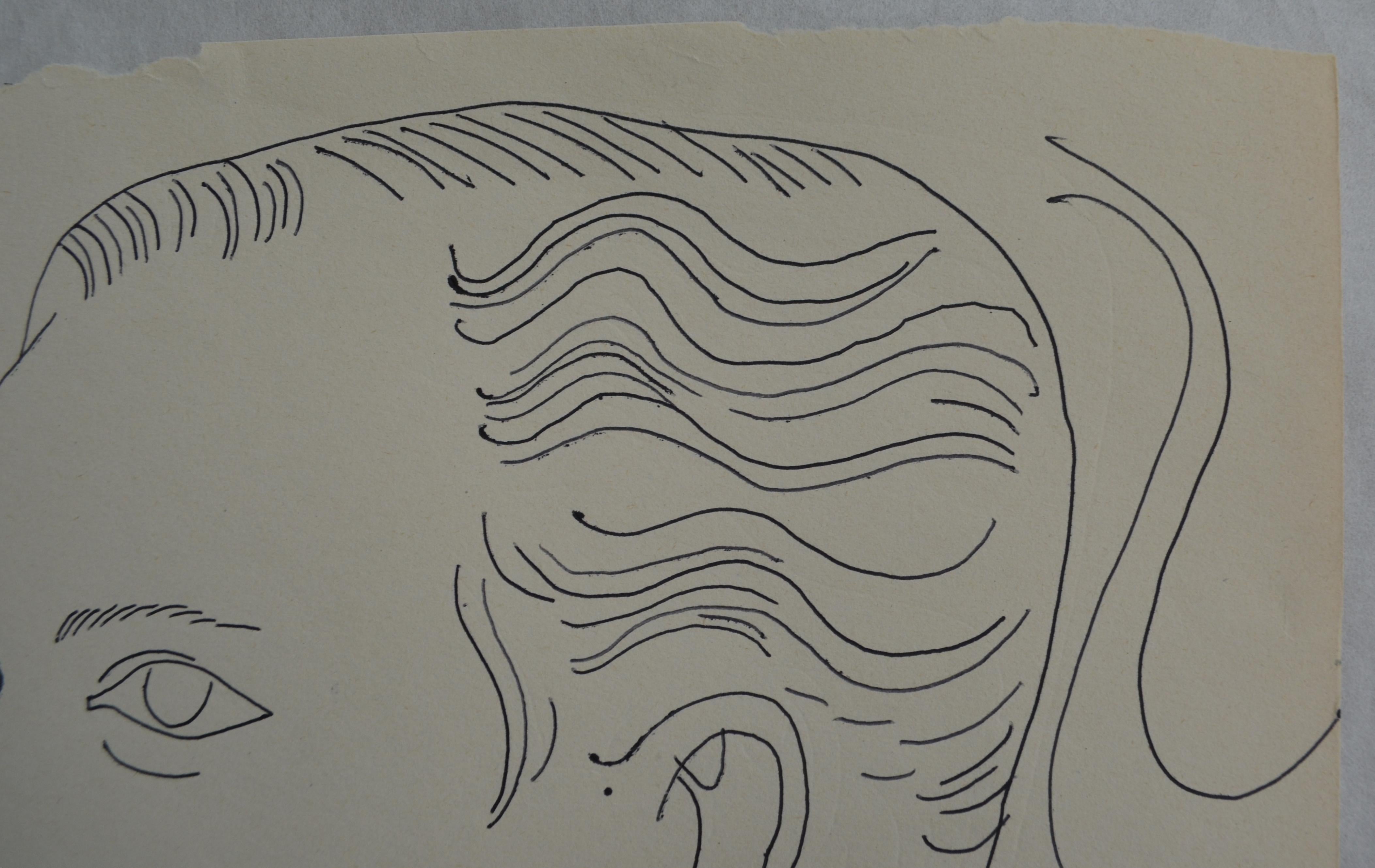 Andy Warhol (1928-1987)
Hombre no identificado (hacia 1956)

Bolígrafo negro sobre papel
Tamaño: 41,9 x 35,6 cm (16,5 x 14 pulg.)
Tamaño del marco: 53,9 x 48,3 cm (21,25 x 19 pulg.)
Sin signo

Autentificada por el Consejo de Autentificación de la