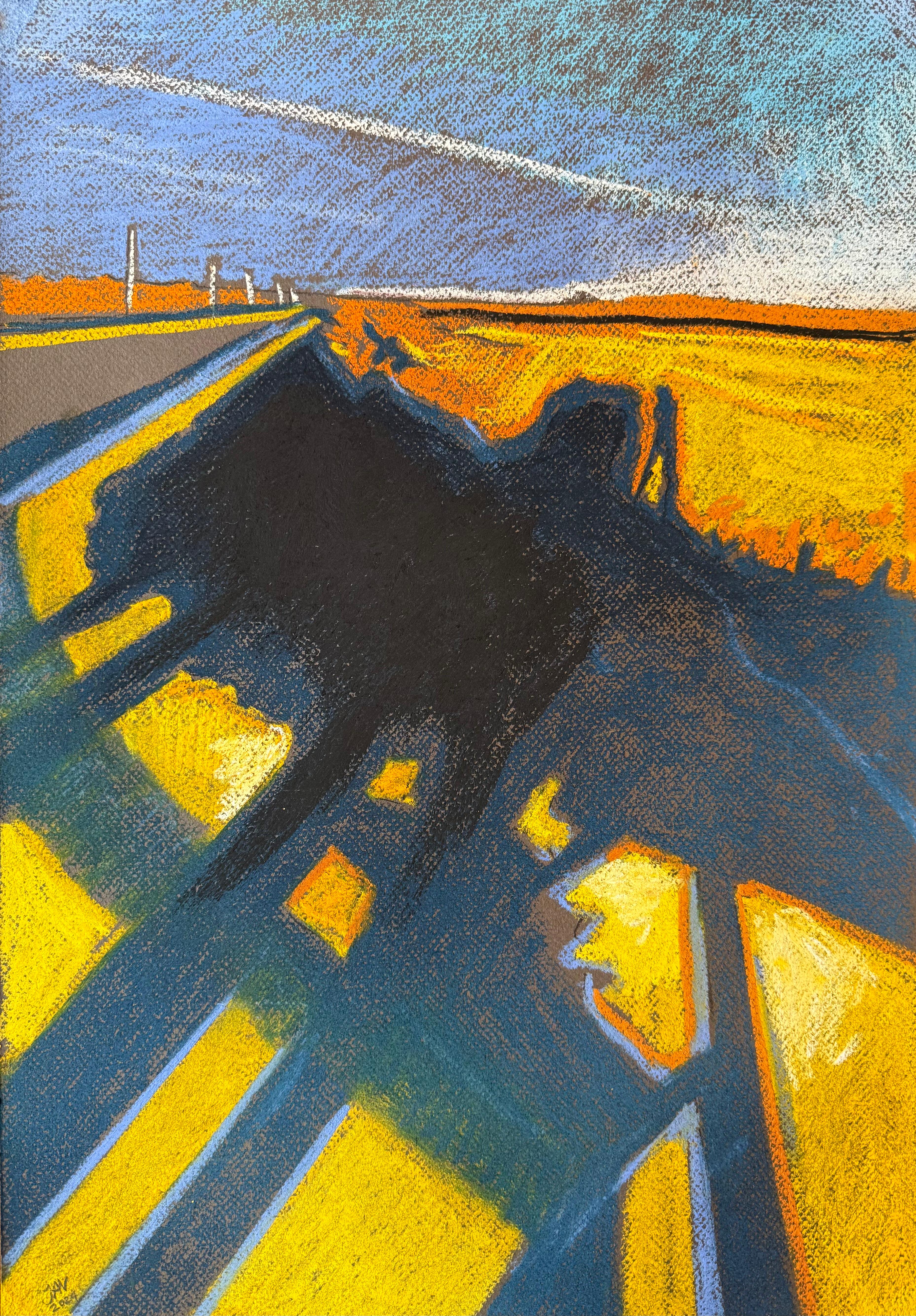 James Vaulkhard Landscape Art - Self Portrait with Car