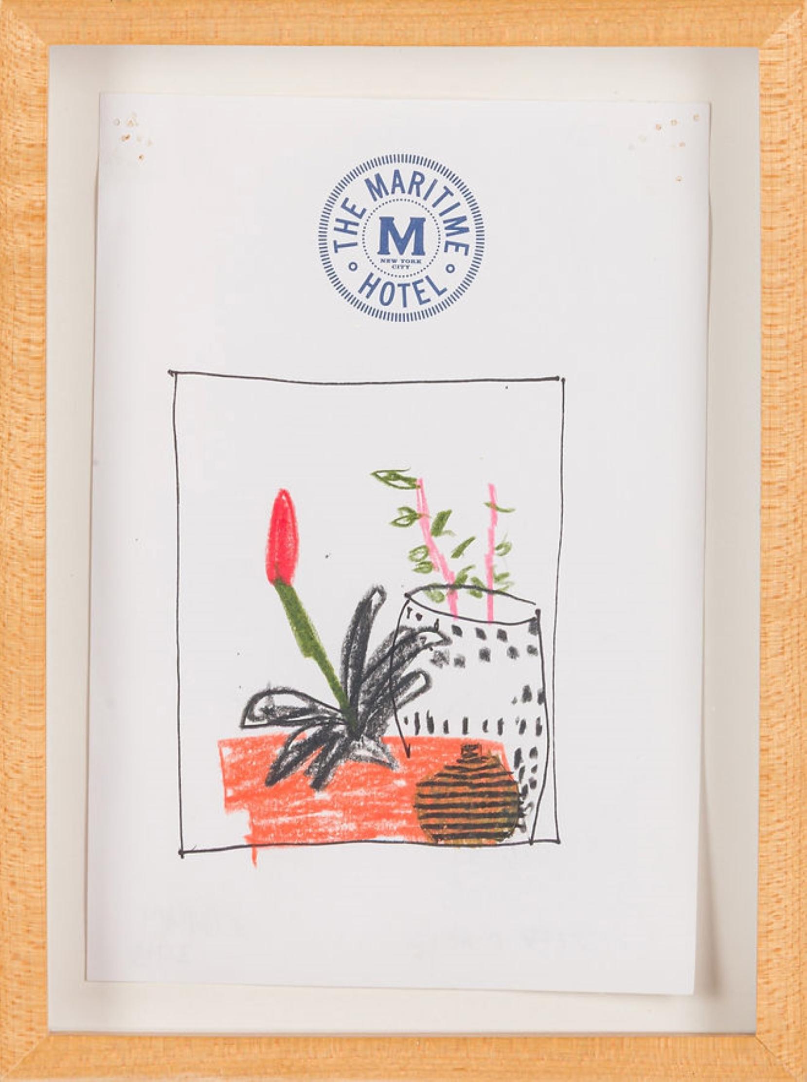 Jonas Wood Figurative Art - Untitled (Drawing of Plant Still Life)