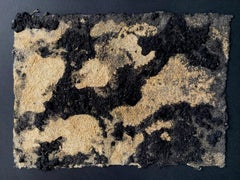 Contemporary Handmade Paper Artwork with Charcoal and Botanical Elements, Framed