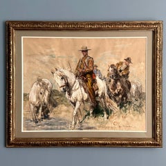 Gardians à cheval, 1932 - Gouache-Aquarell von Henri Emilien Rousseau
