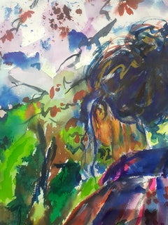 "The Geisha’s View" : Panoramic Landscape, Watercolor and Ink Original