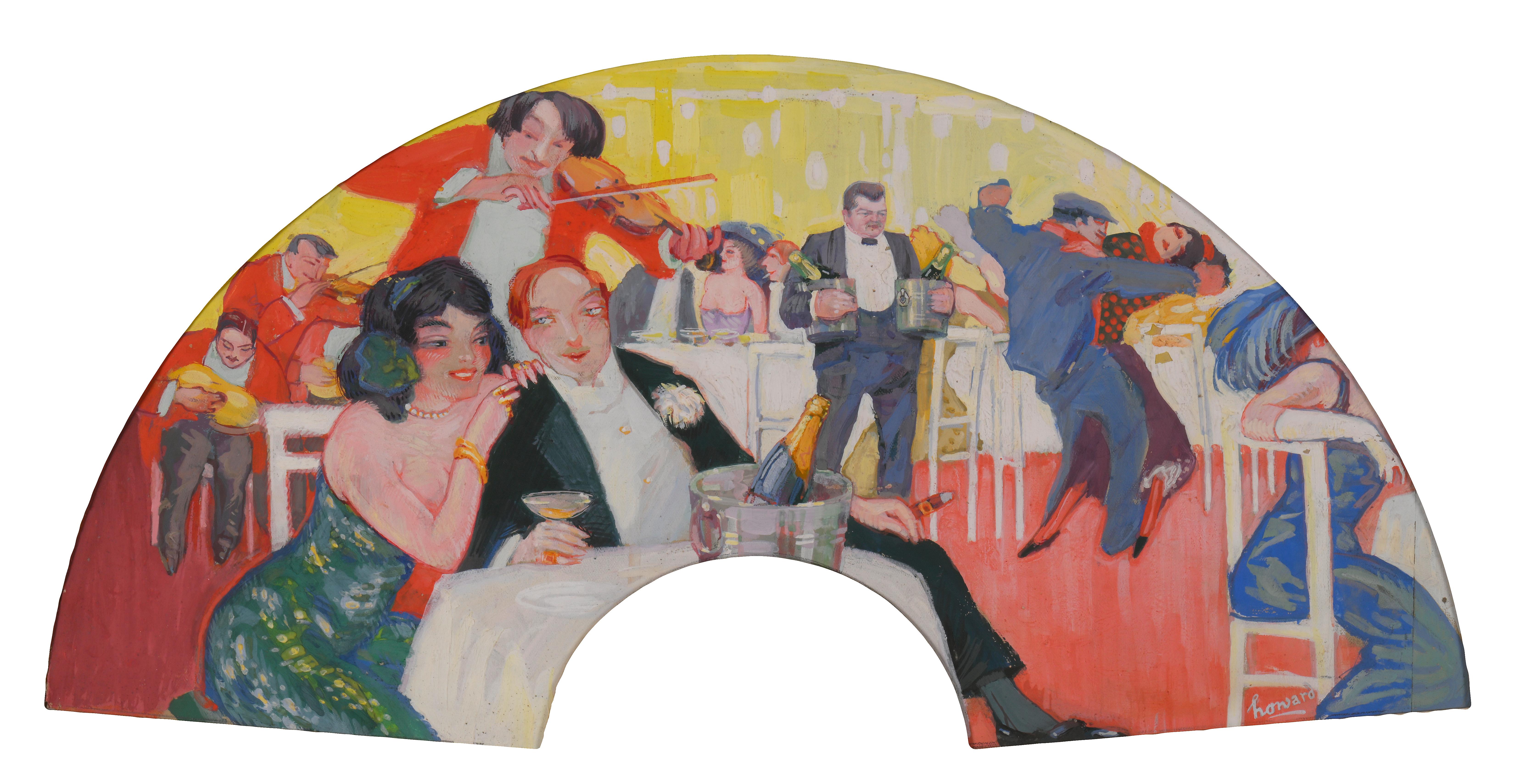 Mistinguett au Moulin Rouge Fan Design, Gouache su carta, Circa 1908
