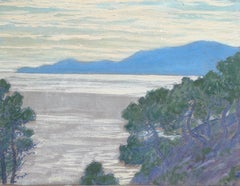 Porquerolles Pastel Landscape Drawing, Symbolist, Circa 1900, Framed