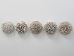 Porcelain Wall Sculpture Installation, Set of Five Hand-Sculpted Ceramic Forms