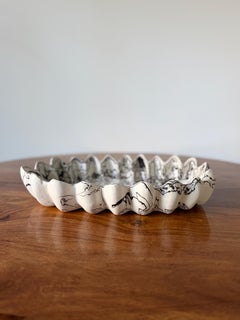 Cuenco ovalado de cerámica jaspeada Avalon, fuente escultórica de porcelana