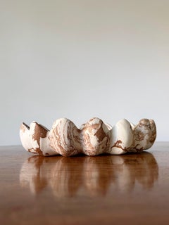 Marin Sculptural Marbled Ceramic Centerpiece Bowl, Porcelain and Stoneware (Porcelaine et grès)