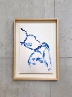 Série Fondamentale  Studio A n° 300 Dessin de figure gestuelle bleue