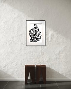 Figuratives expressionistisches Frauenporträt Tusche auf Papier, 1993, französische Schule
