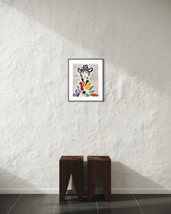 Colorful Modernist Female Portrait, Ink and Collage on Paper, Signed, 1978