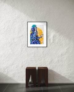 Expressionist Portrait Oil and Ink on Paper, School of Paris, Figurative 1993