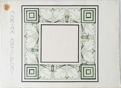 Diseño de panel decorativo de estilo Art Nouveau, azulejo italiano con motivos de hojas verdes, hacia 1935