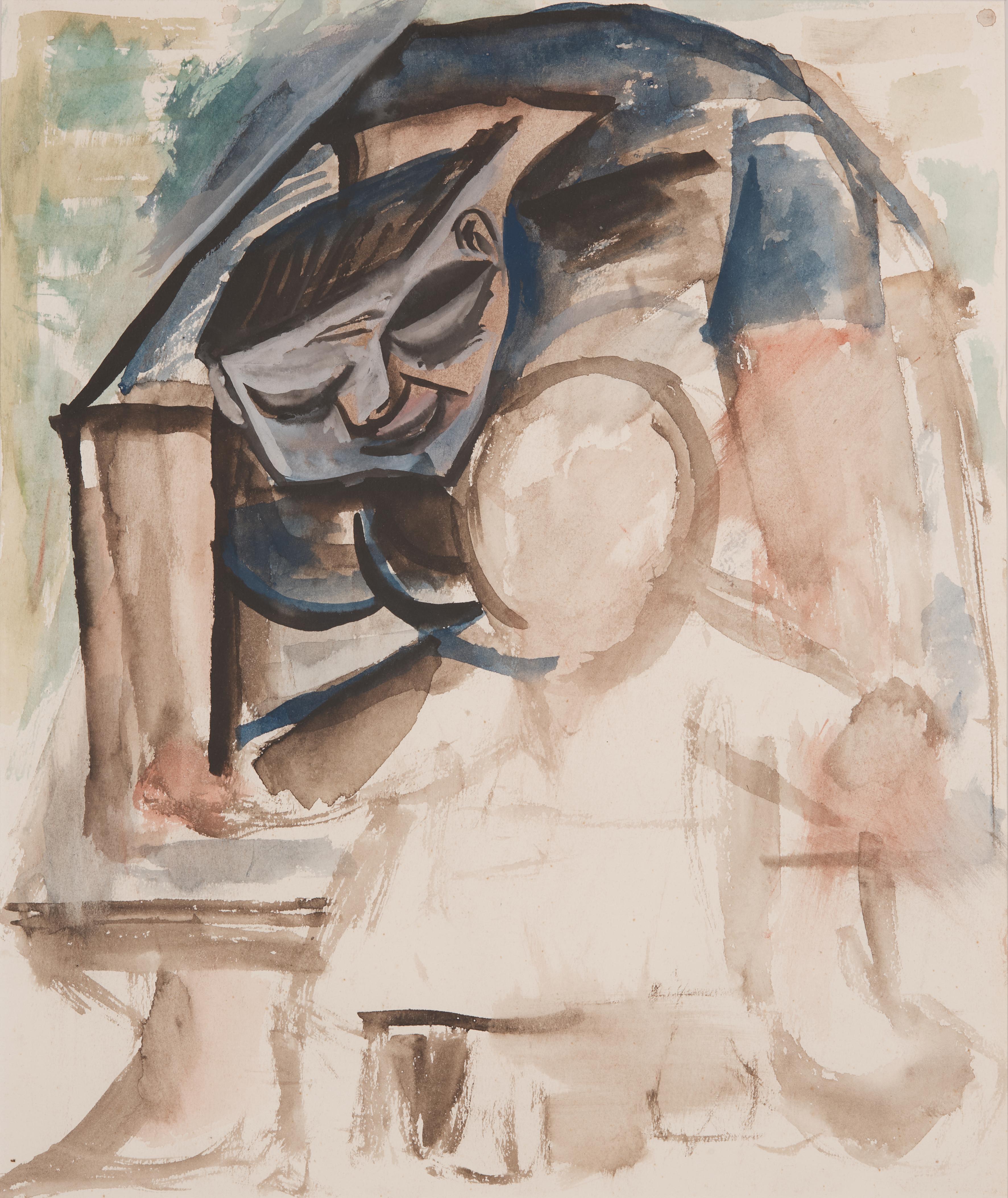 Pablo Picasso. Madre e hijo. 1943. Gouache y acuarela sobre papel. 37 x 31