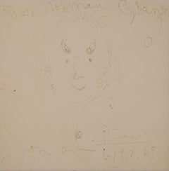 Pablo Picasso. Tête de Faune. 1969. Ballpoint pen on paper. 19.8 x 20.1 cm.