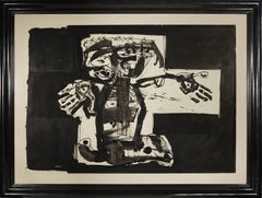 Antonio Saura. La crucifixión. 1960. Tinta sobre papel. 70 x 100 cm.