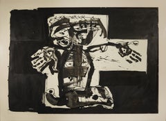 Antonio Saura. La crucifixión. 1960. Tinta sobre papel. 70 x 100 cm.