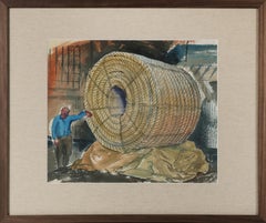 "Showing Size of Circumference" Mid Century WPA Watercolor
