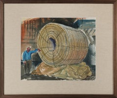 "Showing Size of Circumference" Mid Century WPA Watercolor 