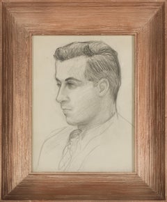 "Bill" 1950s Graphite Modernist Portrait