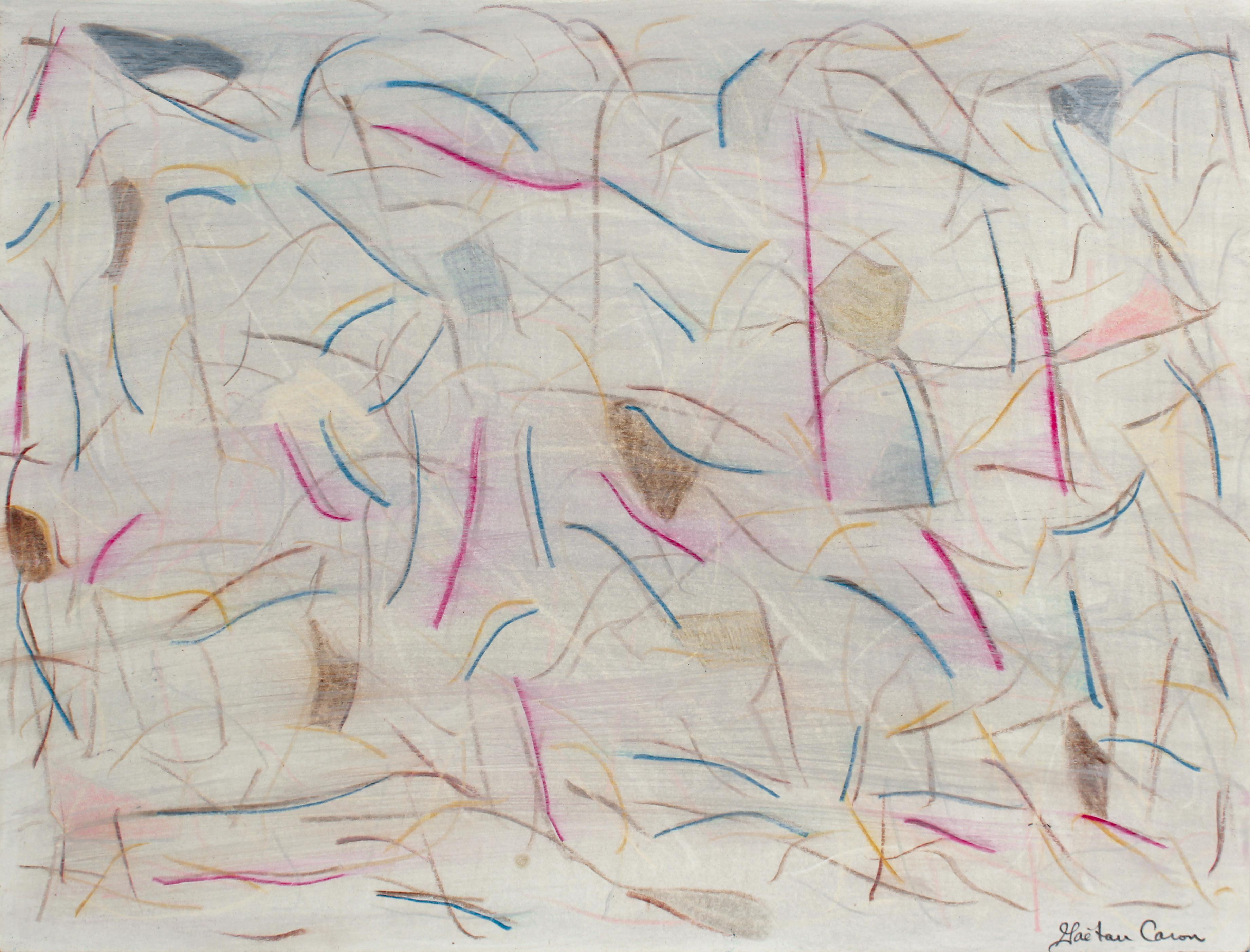 Gaétan Caron Abstract Drawing - "Minimalist Abstraction" 2020 Pencil, Chalk and Oil