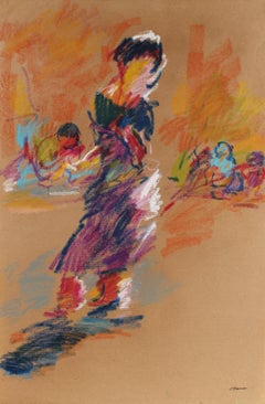 Colorful Abstracted Figures 20th Century Pastel