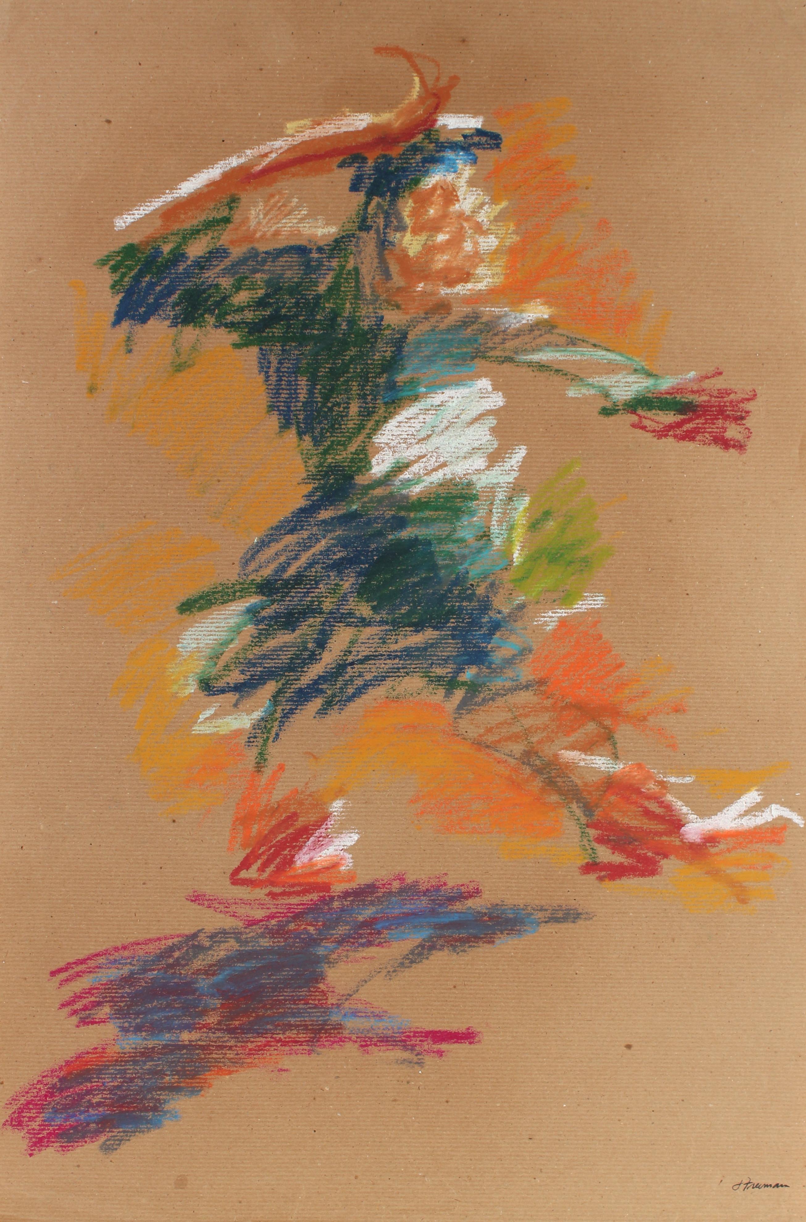 Colorful Abstracted Figure 20th Century Pastel