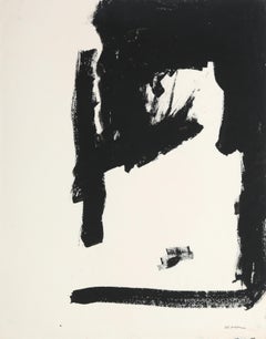 Monochrome Gestural Abstract 1940-50s Tempera Paint