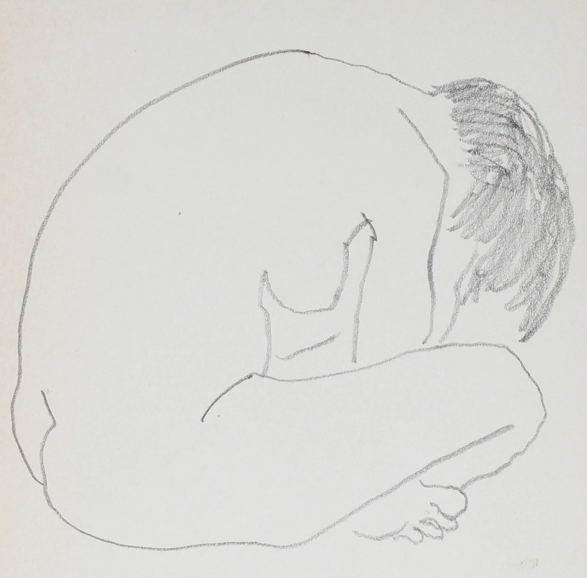 Seated Nude Line Drawing 1989 Graphite