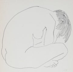 Seated Nude Line Drawing 1989 Graphite