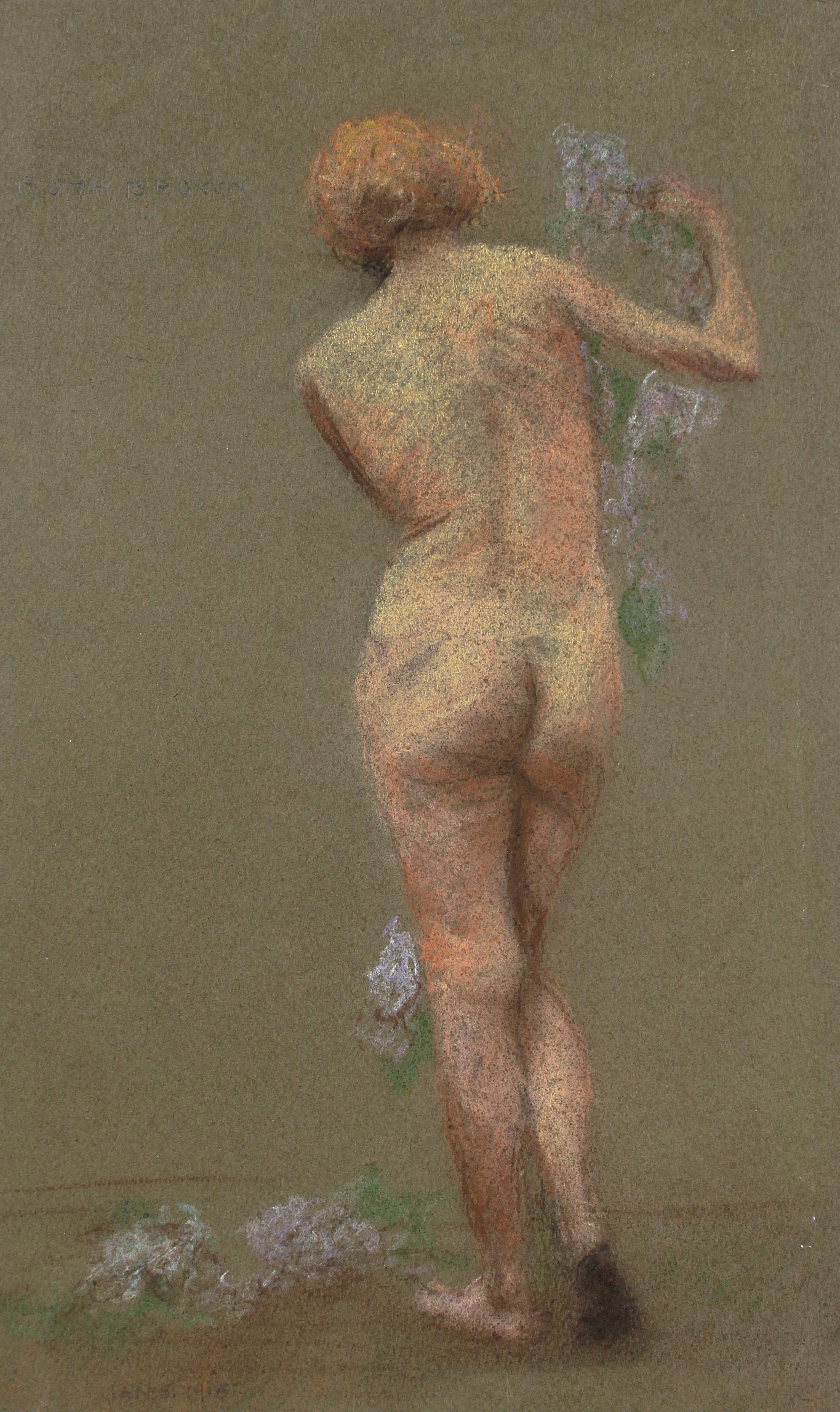 Ethereal Nude in Contrapposto 20th Century Pastel - Art by Unknown
