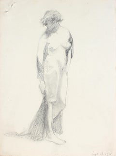 Draped Contrapposto Nude Study 1915 Graphite