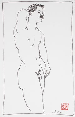 Bold Male Nude 20th Century Ink