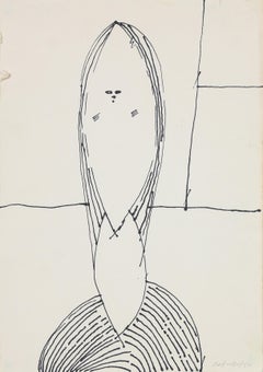 Surrealist Portrait Sketch 20th Century Ink