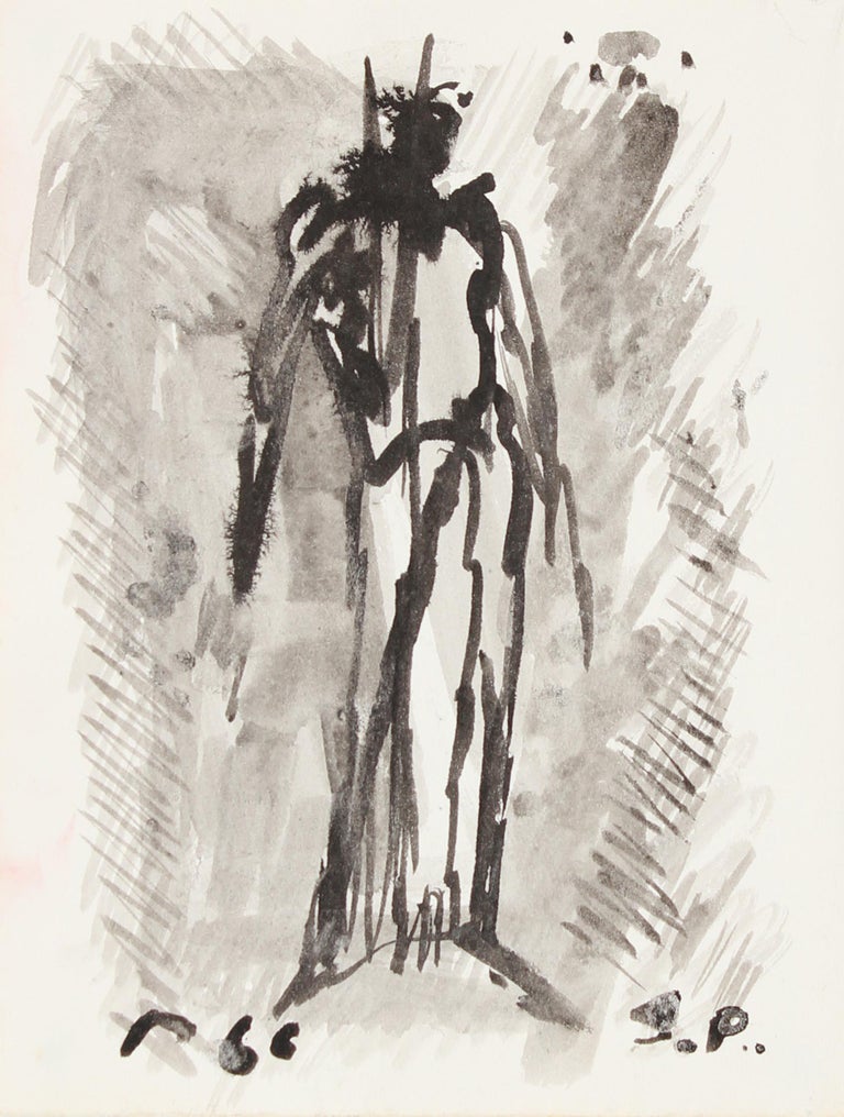 Santos Rene Irizarry - Eerie Abstract Figure 1966 Ink For Sale at 1stDibs