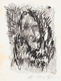 Dark Abstracted Face 1966 Ink