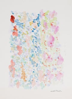 Vintage Floral Abstract Color Field 1963 Watercolor