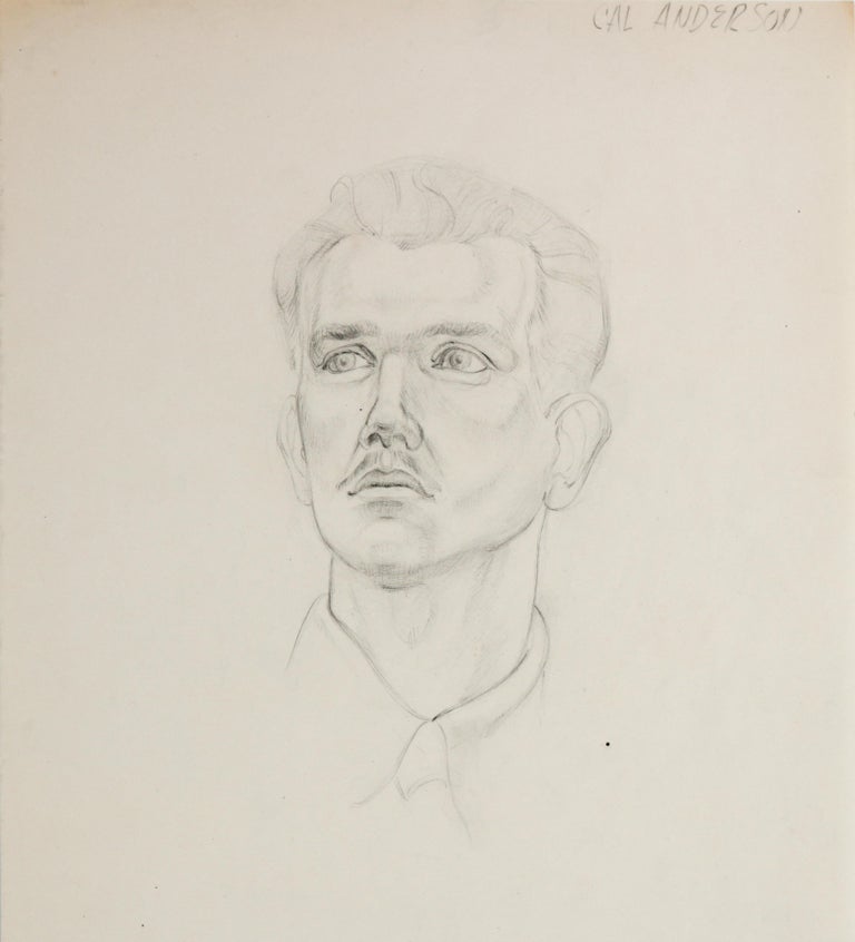 1940-50s Graphite on Paper Portrait Study - Art by Calvin Anderson
