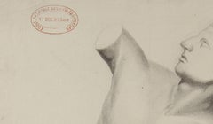 French Academic Nude Sculptural Study 1883 Charcoal