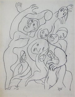 Surrealist Heads Early 20th Century Ink