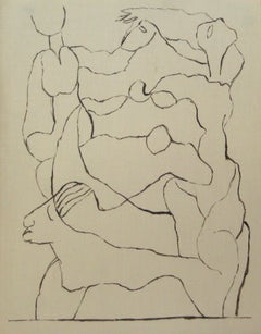 Intertwined Figures Early 20th Century Ink