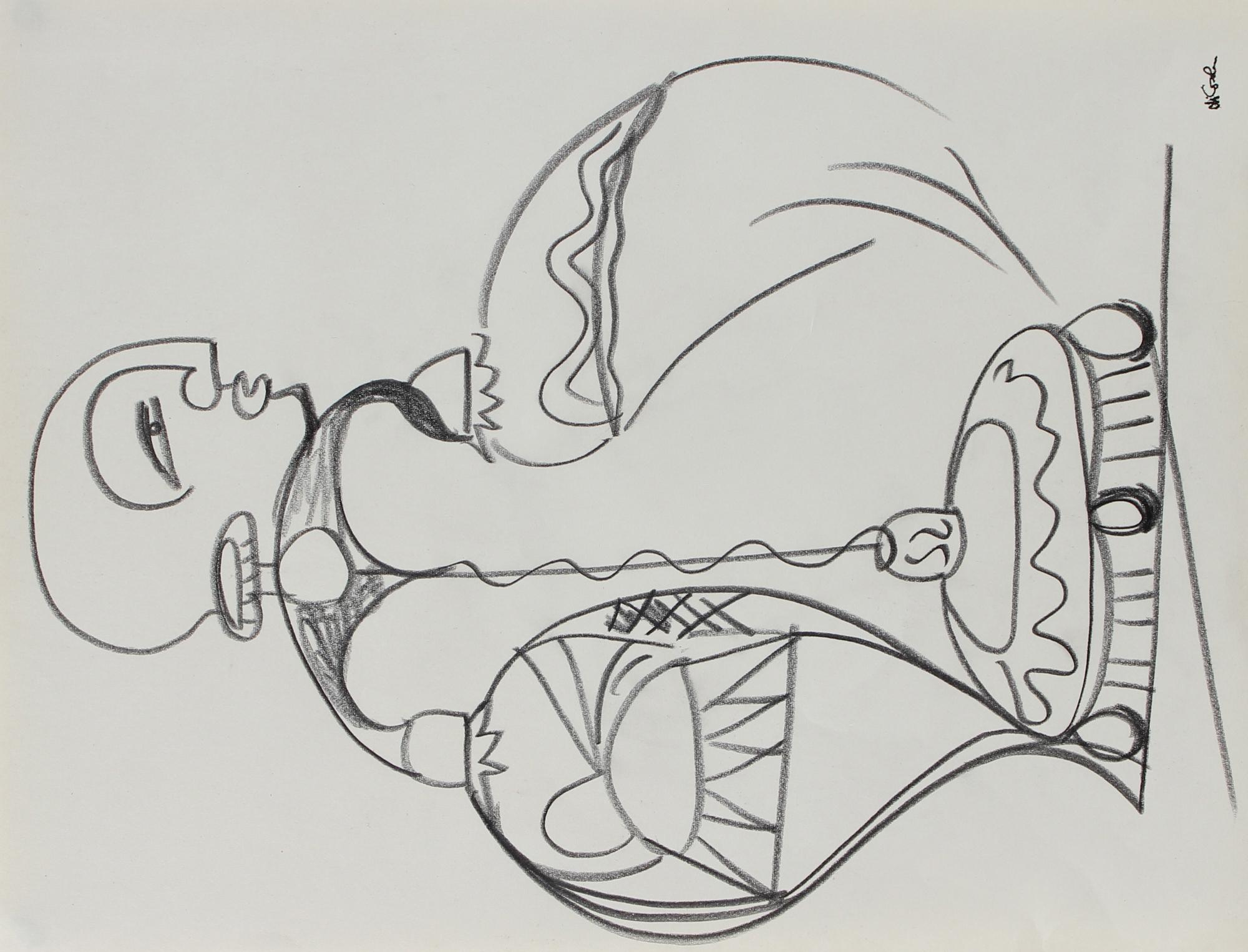 Michael di Cosola Abstract Drawing - Surrealist Lamp-Like Figure 20th Century Graphite
