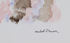 Orange & Purple Color Field 1960s Watercolor