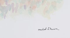 Floral Abstract Color Field 1960s Watercolor